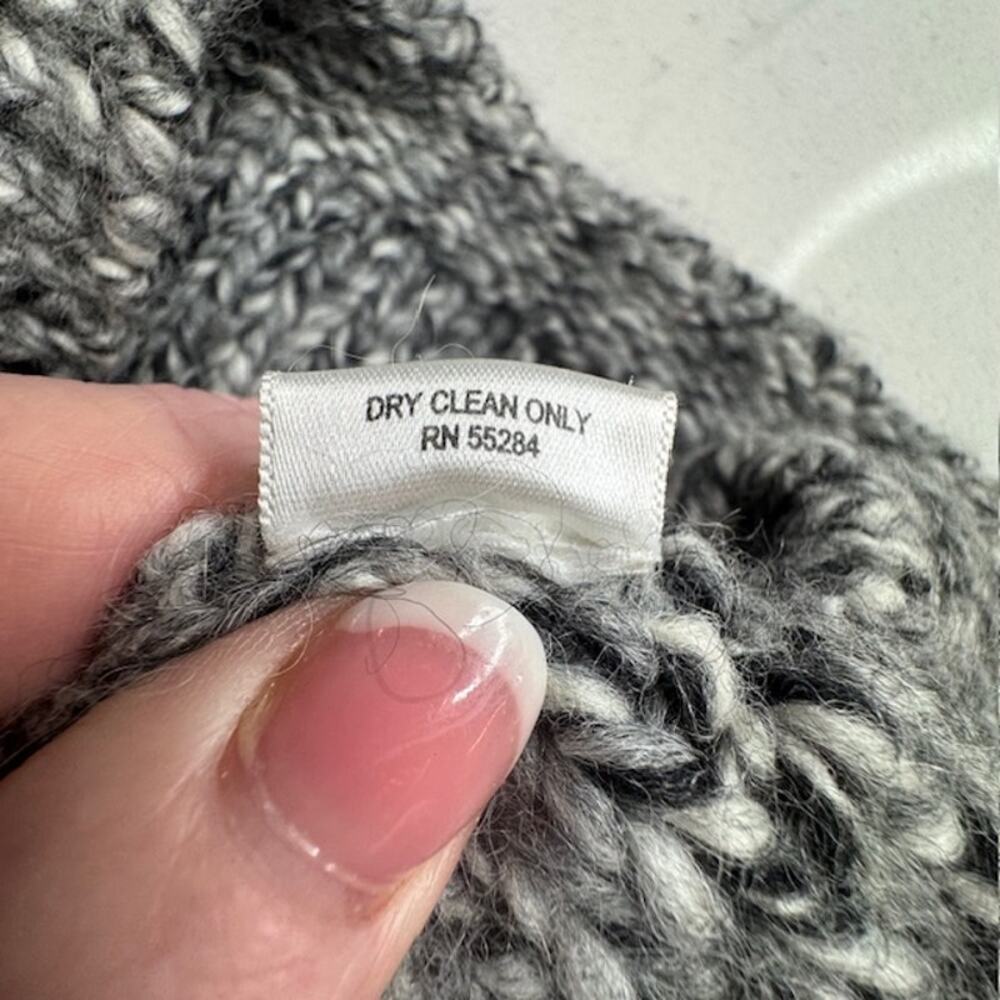 Burns Gray Marled Cable Knit Sweater Small Wool Alpaca Funnel Neck Cozy - Picture 15 of 15